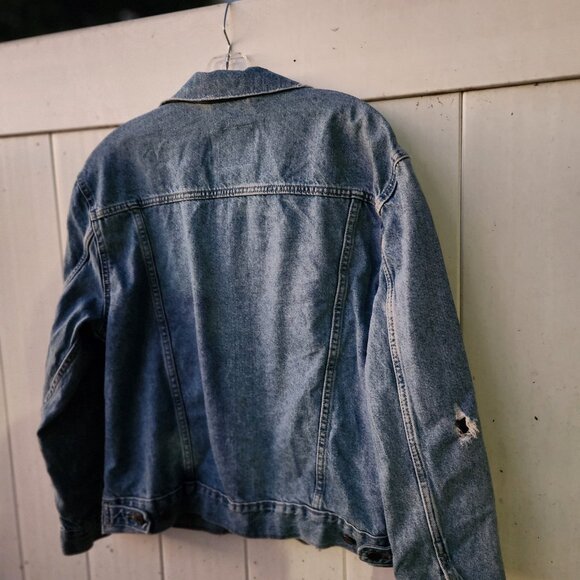 Levi's Authentic Denim Jean Jacket w/ Natural Distressing+Pockets L- DENIM BLUE - Picture 5 of 5